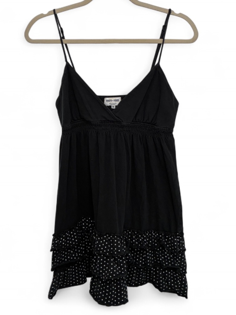Pink Victoria's Secret Black Star Print Ruffle Layered Hem Mini Dress